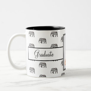 Tasse 2 Couleurs Elephant Geometry Graduate Photo noir et blanc