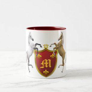 Tasse 2 Couleurs Élevage des chevaux avec un bouclier héraldique,