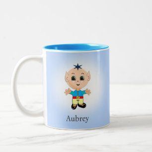 Tasse 2 Couleurs Elfe de magie mignon sur fond bleu clair