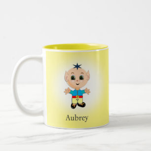 Tasse 2 Couleurs Elfe magique mignon sur fond jaune clair