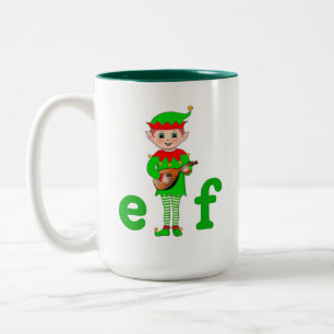 Tasse 2 Couleurs Elfe musical de Noël moderne