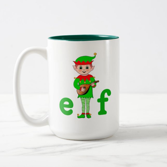 Tasse 2 Couleurs Elfe musical de Noël moderne (Gauche)