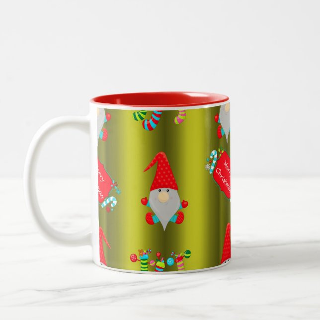 Tasse 2 Couleurs Elfes de Noël Whimsical mignon vert (Gauche)