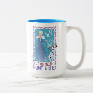 Tasse 2 Couleurs Elsa & Olaf   Coeur Chaud Chaleureux