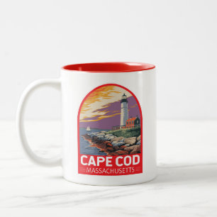 Tasse 2 Couleurs Emblème d'art de voyage Cape Cod Massachusetts