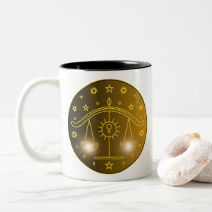 Tasse 2 Couleurs Emblème du Zodiaque de la Balance   Symbole Célest