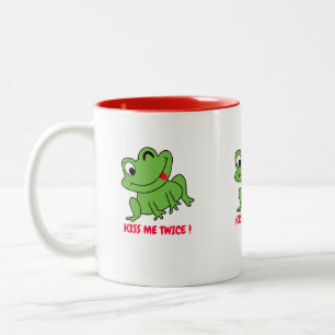 Tasse 2 Couleurs Embrasse-moi deux fois ! Cute grenouille design ta