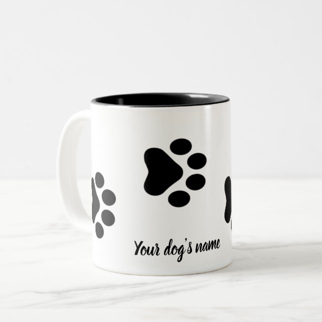 Tasse 2 Couleurs Empreinte de chien (Devant gauche)