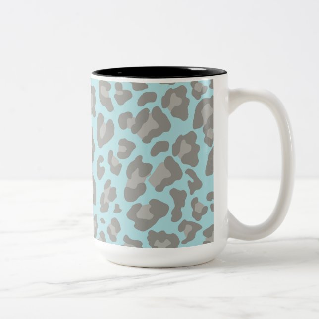 Tasse 2 Couleurs Empreinte de léopard bleu et gris (Droit)
