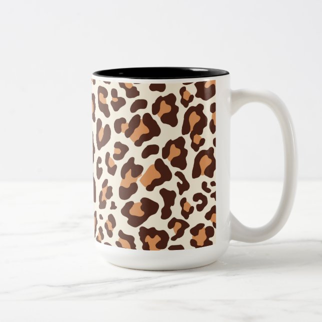 Tasse 2 Couleurs Empreinte de léopard Brown, Tan, crème (Droit)