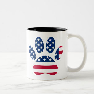 Tasse 2 Couleurs Empreinte de patte de chien Drapeau américain