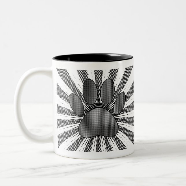 Tasse 2 Couleurs Empreinte de patte de chien style manga (Gauche)