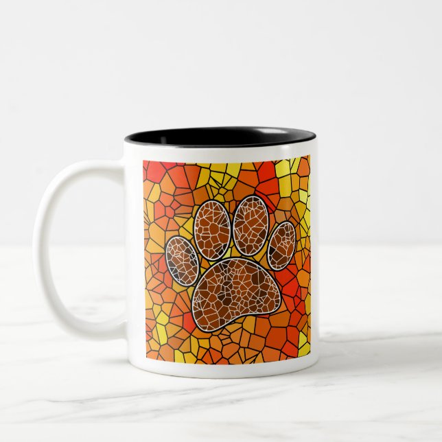 Tasse 2 Couleurs Empreinte de patte Mosaic Art Dog (Gauche)