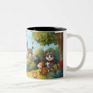Tasse 2 Couleurs enchanted forest with animals