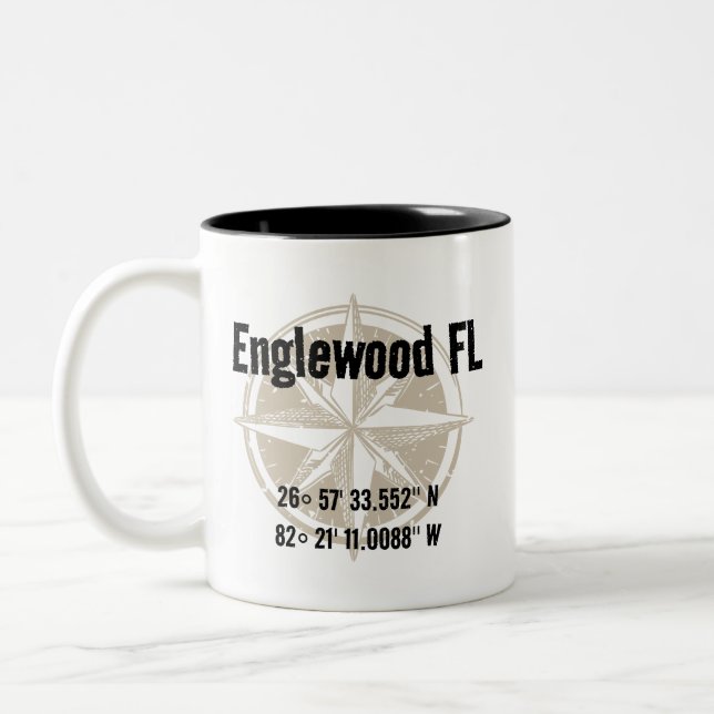 Tasse 2 Couleurs Englewood, Floride Latitude Nautique Longitude (Gauche)
