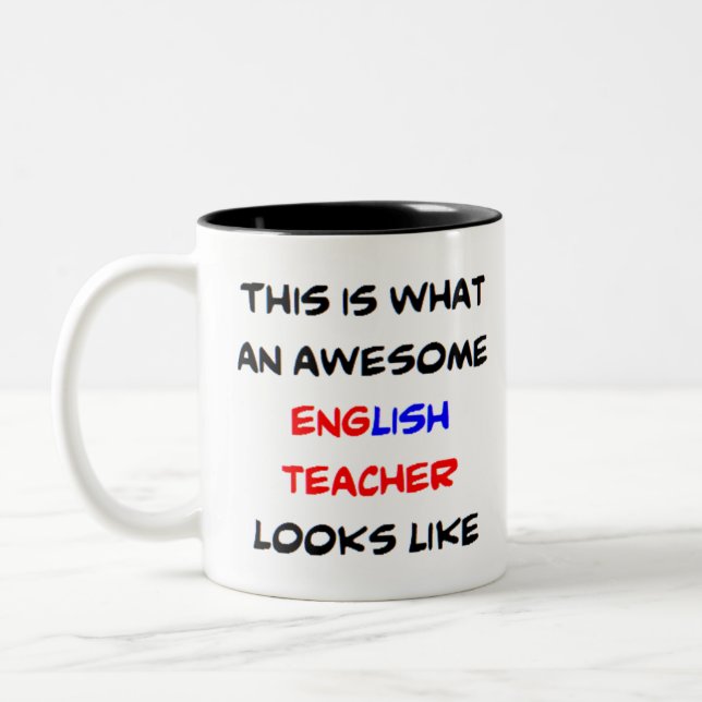 Tasse 2 Couleurs english teacher, awesome (Gauche)