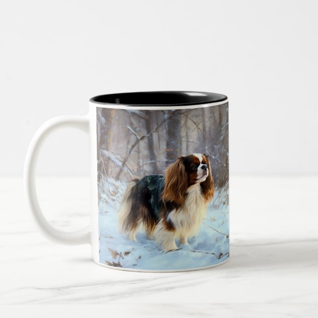 Tasse 2 Couleurs English Toy Spaniel Laisser Neige Noël (Gauche)
