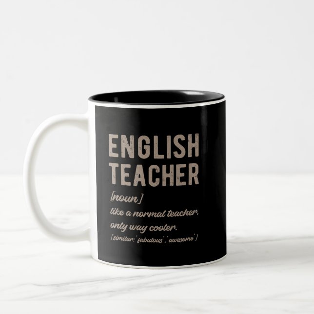 Tasse 2 Couleurs Enseignant Anglais Défini - Funny Retro (Gauche)
