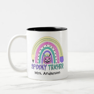 Tasse 2 Couleurs Enseignant éffrayant Halloween Nom Cute Retro