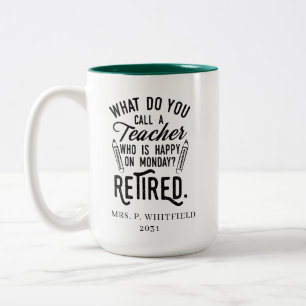 Tasse 2 Couleurs Enseignant retraité Directeur d'école Retraite