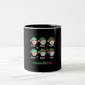 Tasse 2 Couleurs Enseignants de Noël 2020 Vie ELF porter un masque 