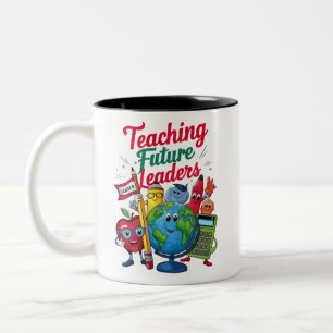 Tasse 2 Couleurs Enseignement Rétro Dirigeants Futurs Enseignant Éc