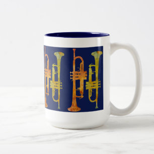 Tasse 2 Couleurs Enveloppe de trompette sur la marine