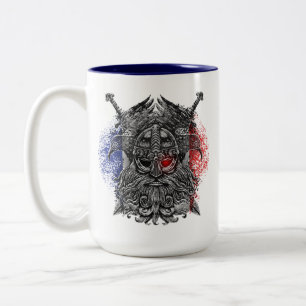 Tasse 2 Couleurs Épées de corbeaux d'Odin Mythologie Viking drapeau