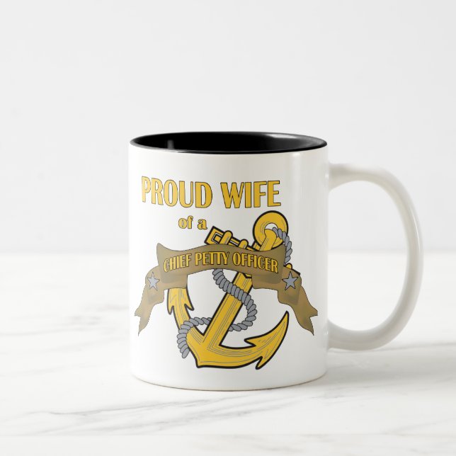 Tasse 2 Couleurs Épouse fière d'un officier marinier en chef (Droit)