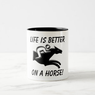 Tasse 2 Couleurs Équestre Sport Cheval Courses Jockey Riding Funny