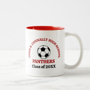 Tasse 2 Couleurs Équipe de football personnalisée du lycée rouge