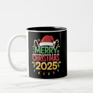 Tasse 2 Couleurs Équipe de Noël familiale 2025 Groupe familial à l'
