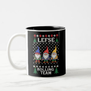 Tasse 2 Couleurs Équipe de roulage de Lefse Gnome de Noël de cuisso