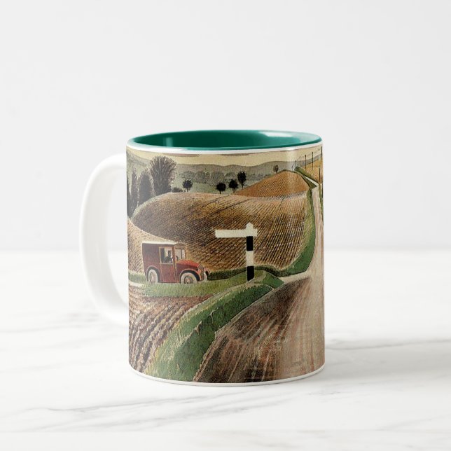 Tasse 2 Couleurs Eric Ravilious - Paysage du Wiltshire, (Devant gauche)