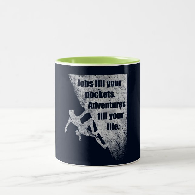 Tasse 2 Couleurs Escalade, citation de grimpeur. Énonciation (Centre)