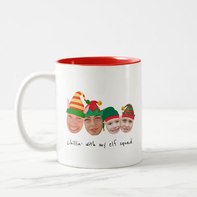 Tasse 2 Couleurs Escouade d'elfe 4 photos Noël (Gauche)