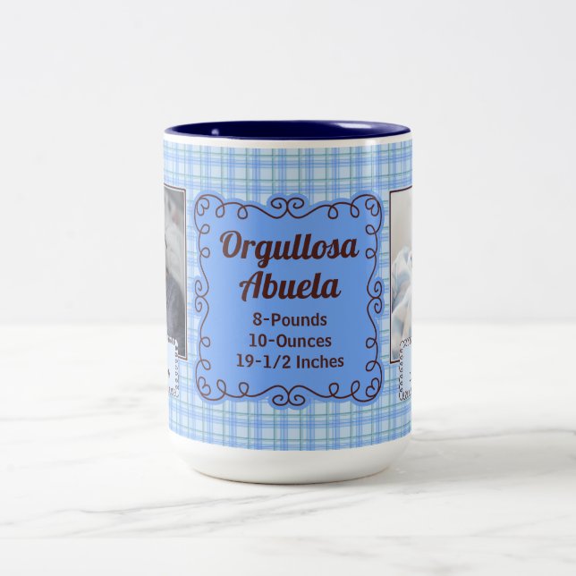Tasse 2 Couleurs ESPAGNOL Fière Grand-Mère Bébé Bleu Plaid (Centre)