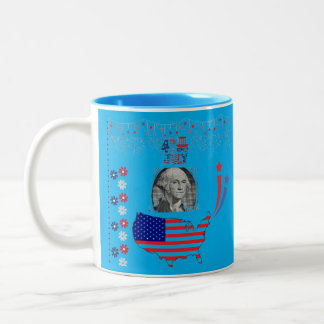 Tasse 2 Couleurs Esprit d'indépendance américaine azur