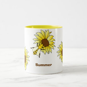 Tasse 2 Couleurs Été de charme d'abeilles et de tournesols