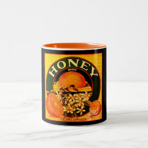 Tasse 2 Couleurs étiquette de publicité vintage de fruits à miel or