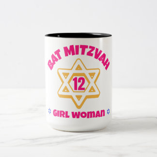Tasse 2 Couleurs Étoile moderne bat mitzvah de David