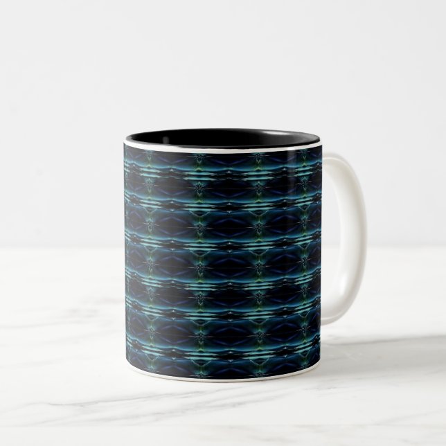 Tasse 2 Couleurs Etoiles arc-en-ciel bleu vert, Motif Artdeco (Devant droit)