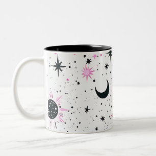 Tasse 2 Couleurs Étoiles célestes noires et roses
