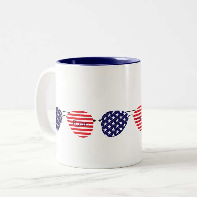 Tasse 2 Couleurs Étoiles patriotiques Rayures Aviateur Lunettes de  (Devant gauche)