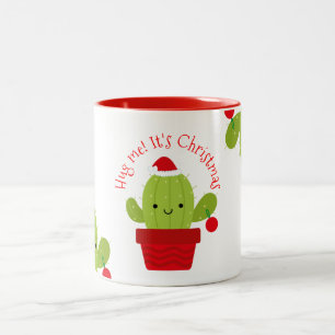 Tasse 2 Couleurs Étreignez-moi que c'est Noël, cactus