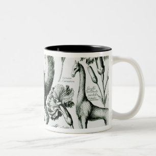 Tasse 2 Couleurs Étude des animaux et des fleurs, gravée