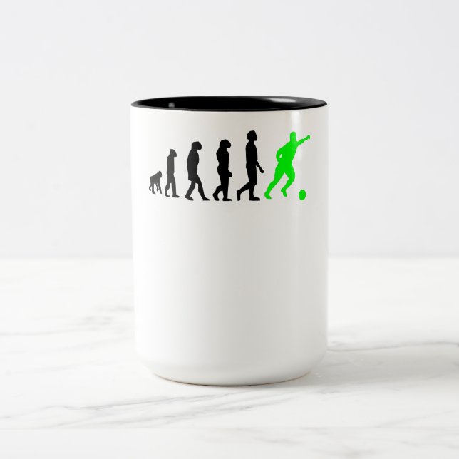 Tasse 2 Couleurs Évolution du football (vert) (Centre)