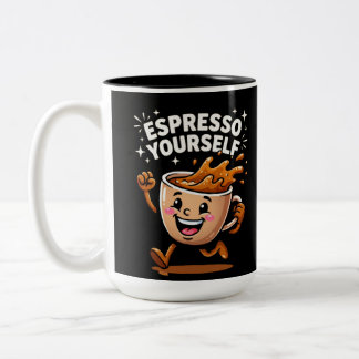 Tasse 2 Couleurs Exprimez-vous avec humour Pun café drôle Art de ta
