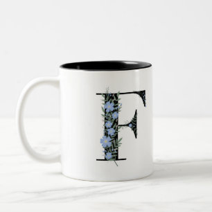 Tasse 2 Couleurs F Monogramme classique noir et blanc