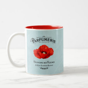 Tasse 2 Couleurs Fabricant Vintage de parfums Rouge Poppy Turquoise